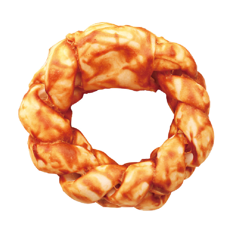EXPANDED RAWHIDE BRAIDED RING WITH CHICKEN SAUCE