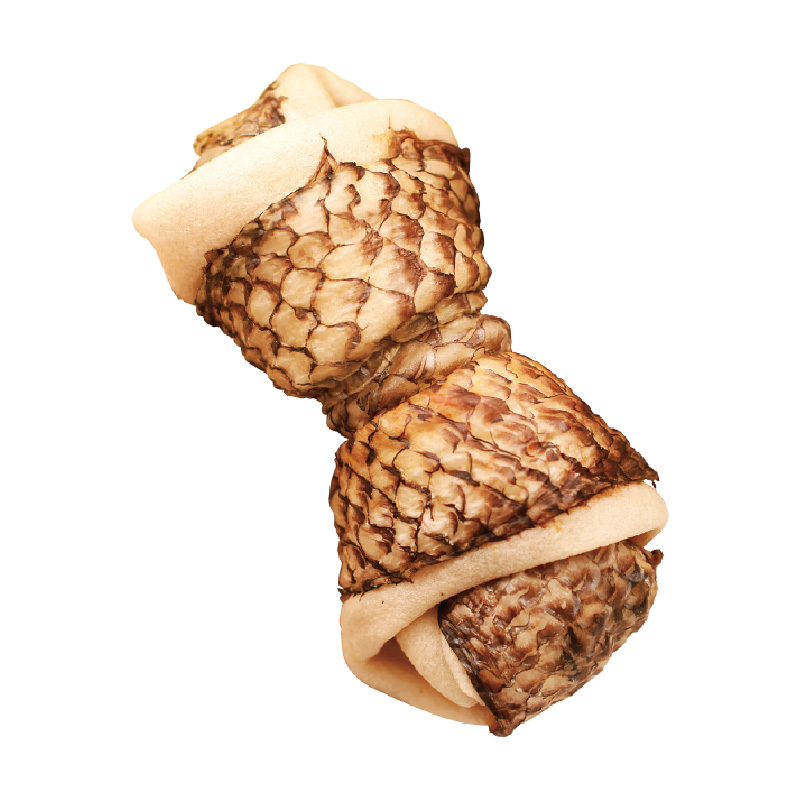 EXPANDED RAWHIDE KNOTTED BONE WRAPPED TILAPIA