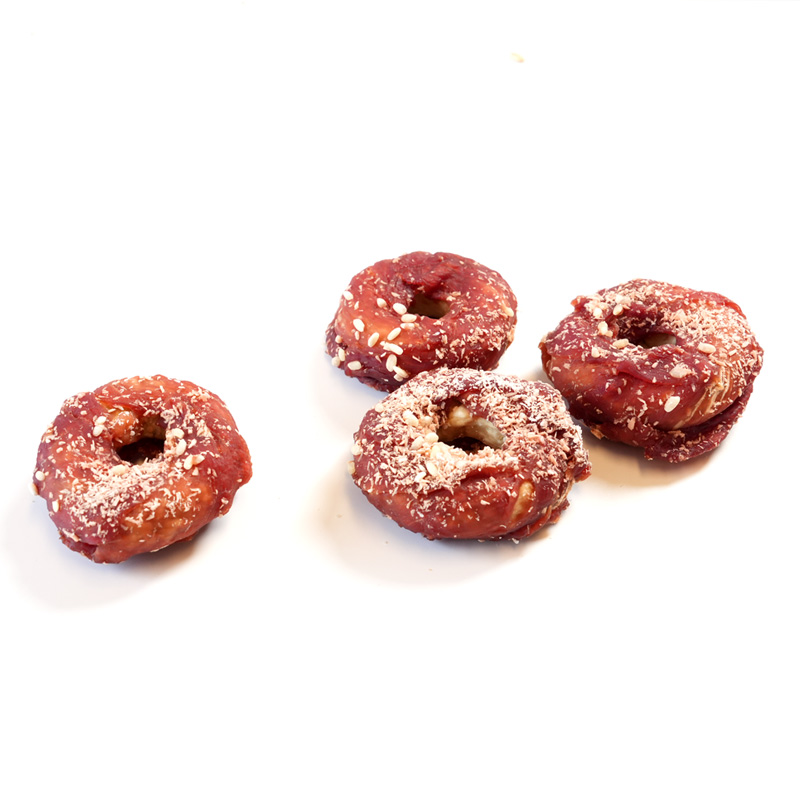 collagen donut wrapped duck with coconuts and sesame seeds