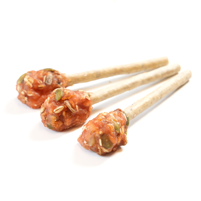 collagen tripe lollipop coated chicken with pumpkin seeds and oats