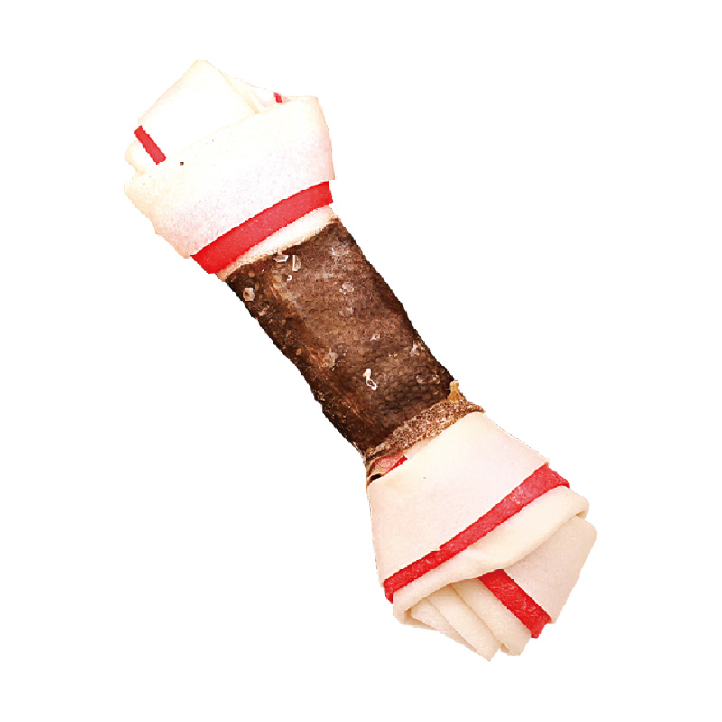 DOUBLE COLORS KNOTTED BONE WRAPPED SALMON SKIN