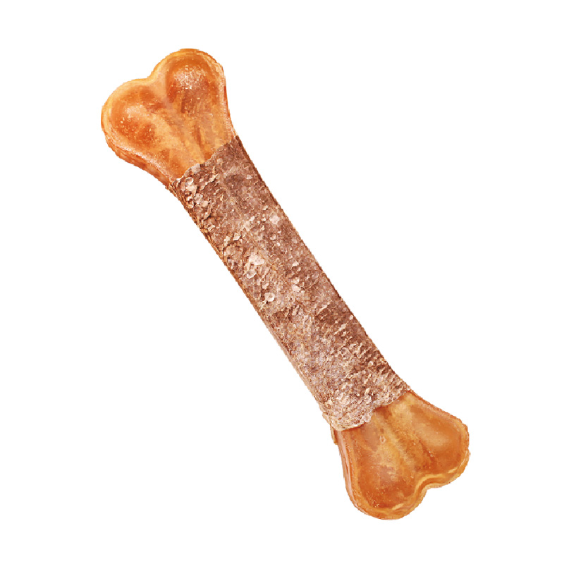 NATURAL RAWHIDE PRESSED BONE WRAPPED SAIMON SKIN