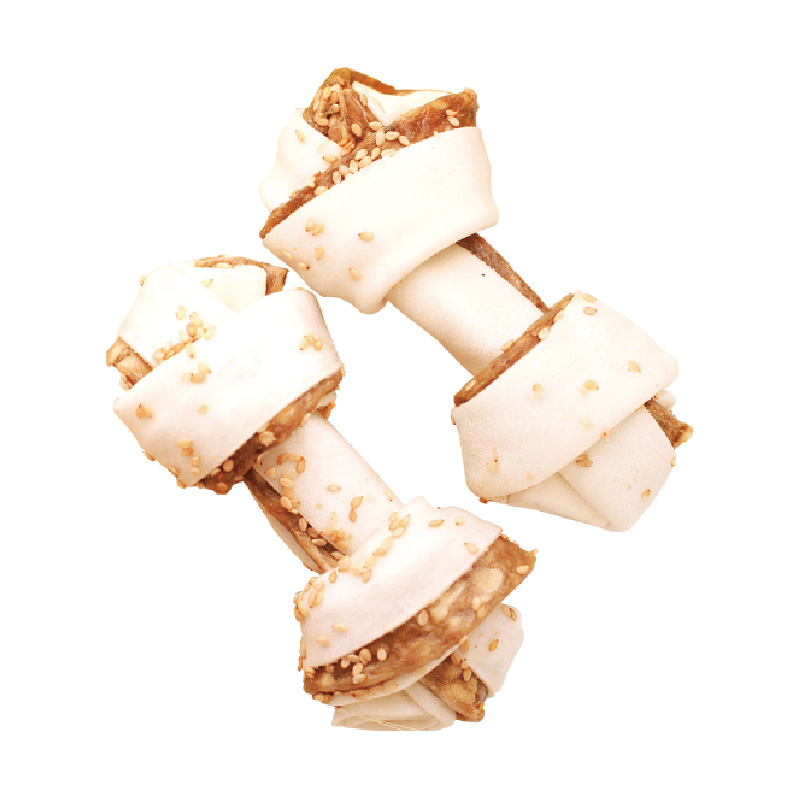 RAWHIDE KNOTTED BONE WITH SESAME