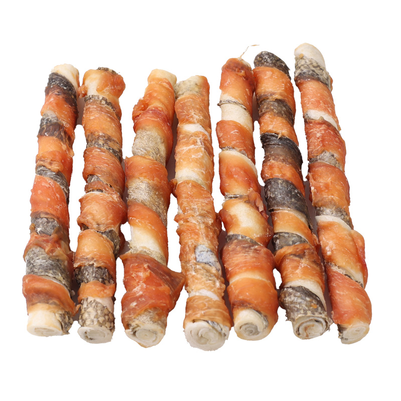 rawhide and cod skin roll wrapped  chicken